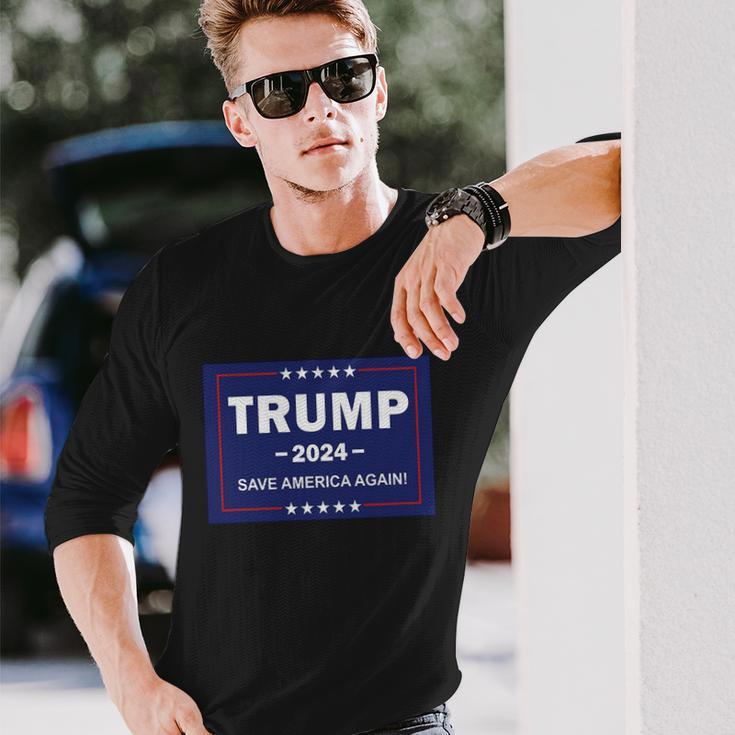 Trump 2024 Save America Again Tshirt Long Sleeve T-Shirt Gifts for Him