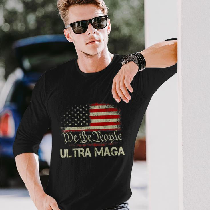 Ultra Maga Shirt Anti Biden Us Flag Pro Trump Trendy Tshirt Long Sleeve T-Shirt Gifts for Him