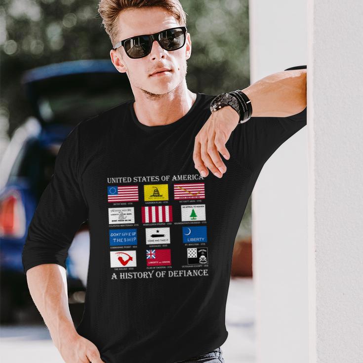 United States Of America History Flags Of Defiance Long Sleeve T-Shirt Gifts for Him