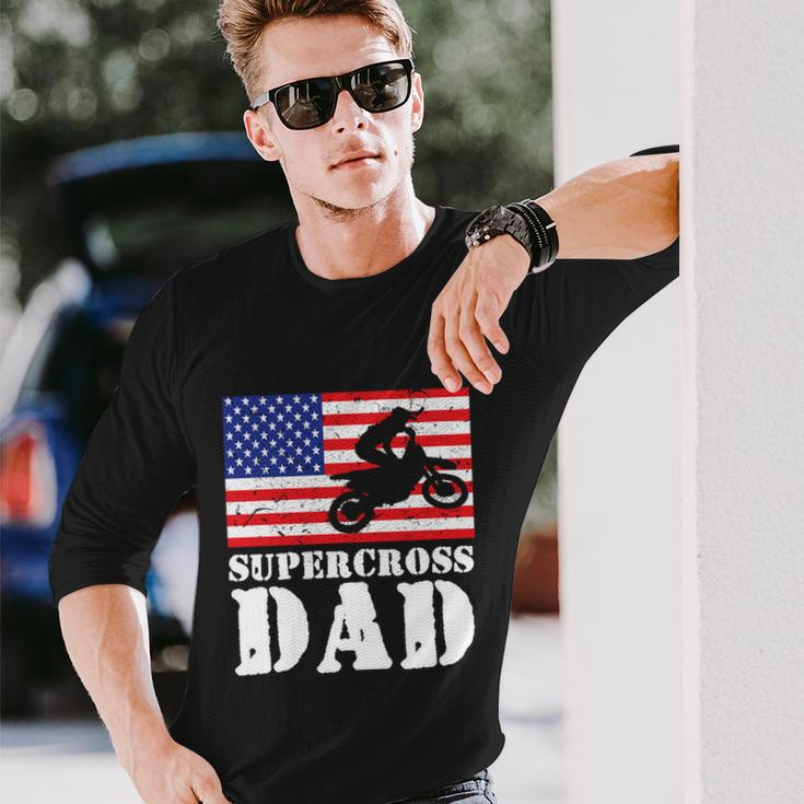 Usa American Distressed Flag Supercross Dad Men For Him Long Sleeve T-Shirt Gifts for Him