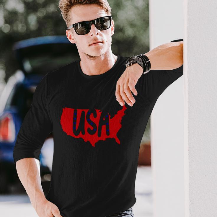 Usa Map Patriotic Celebrate 4Th Of July Long Sleeve T-Shirt Gifts for Him