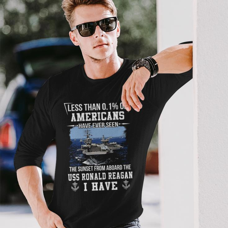 Uss Ronald Reagan Cvn 76 Sunset Long Sleeve T-Shirt Gifts for Him
