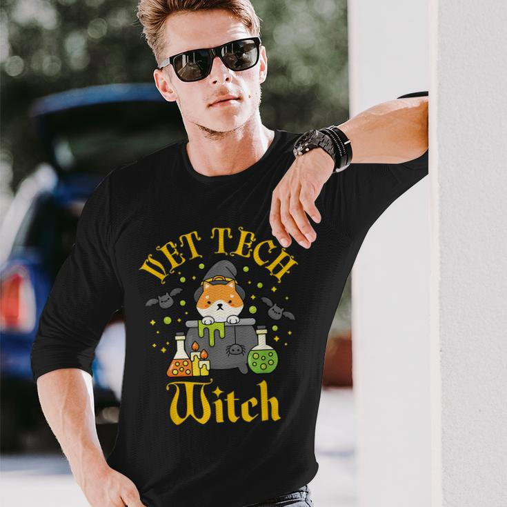 Vet Tech Witch Halloween Veterinary Technician Women Long Sleeve T-Shirt Gifts for Him