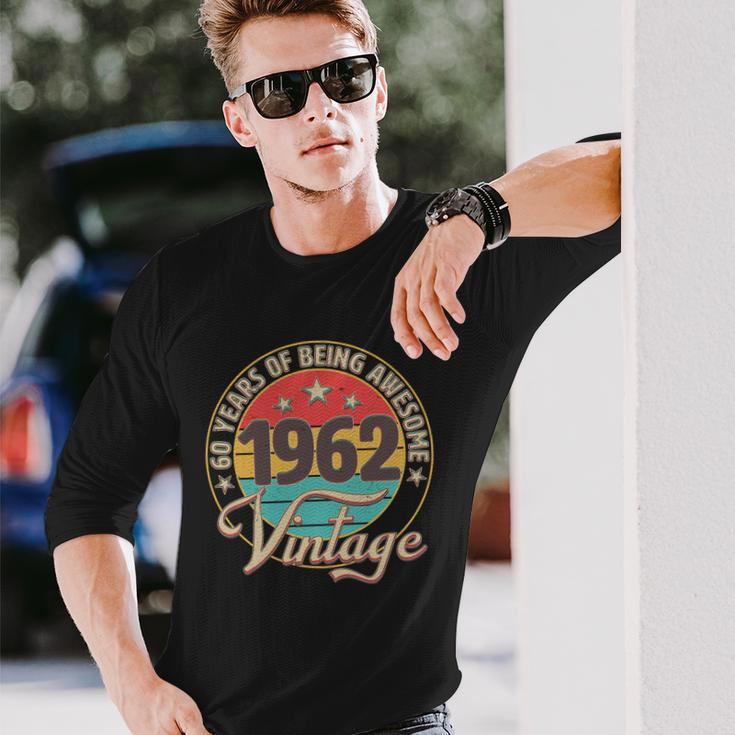 Vintage 1962 Birthday 60 Years Of Being Awesome Emblem Long Sleeve T-Shirt Gifts for Him