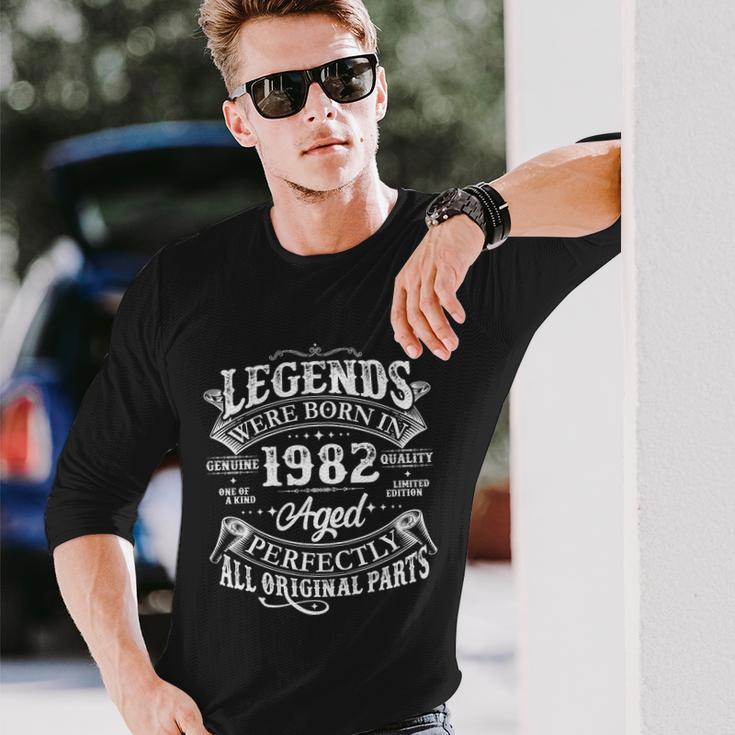 Vintage Scroll Legends Were Born In 1982 Aged Perfectly 40Th Birthday Long Sleeve T-Shirt Gifts for Him