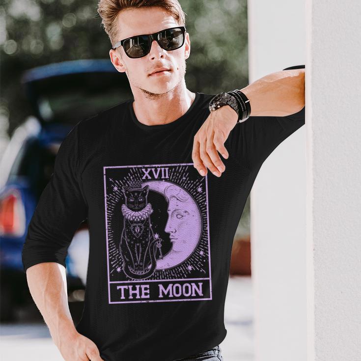 Vintage Tarot Card Xvii The Moon Black Cat Long Sleeve T-Shirt Gifts for Him