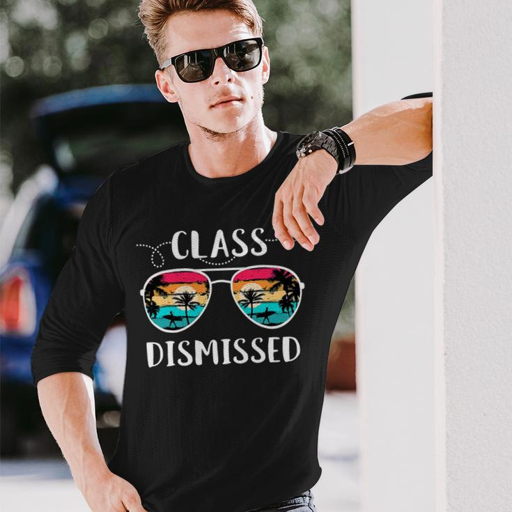 Vintage Teacher Class Dismissed Sunglasses Sunset Surfing V2 Long Sleeve T-Shirt Gifts for Him