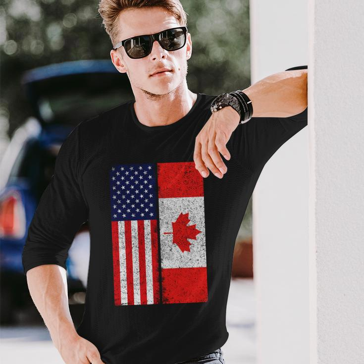 Vintage Usa Canadian Flag Long Sleeve T-Shirt Gifts for Him