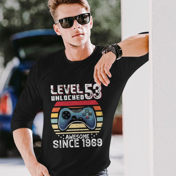 Vintage Video Gamer Birthday Level 53 Unlocked 53Rd Birthday Long Sleeve T-Shirt Gifts for Him
