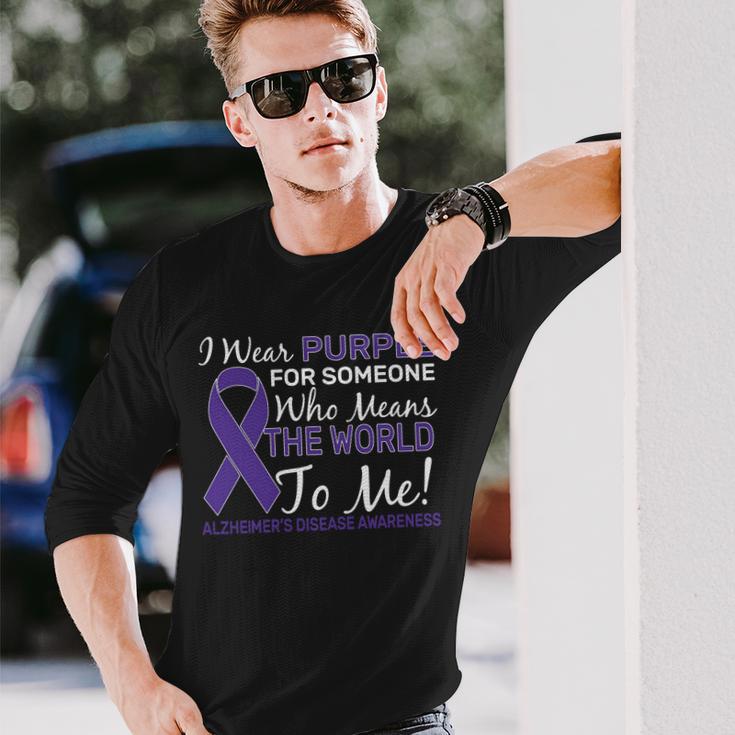 I Wear Purple Alzheimers Disease Awareness Tshirt Long Sleeve T-Shirt Gifts for Him