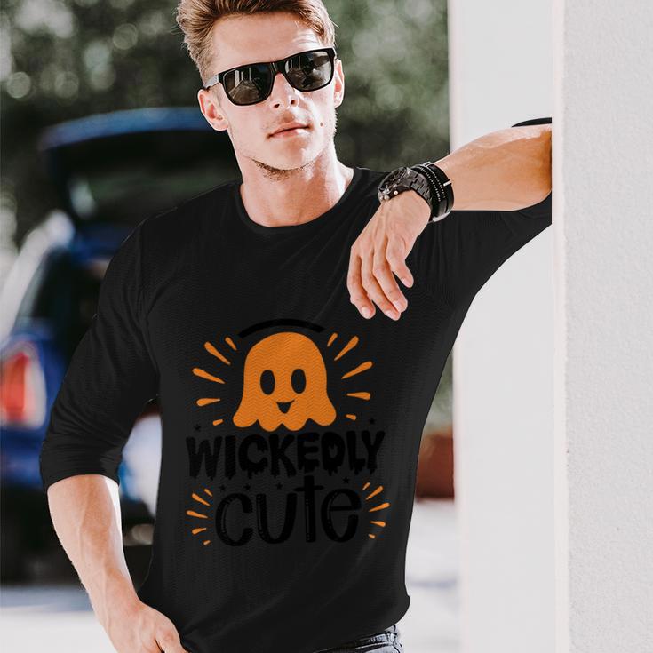 Wickedly Cute Boo Halloween Quote Long Sleeve T-Shirt Gifts for Him