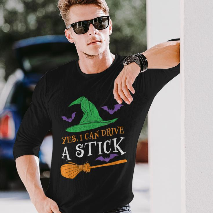 Yes I Can Drive A Stick Witch Halloween Long Sleeve T-Shirt Gifts for Him