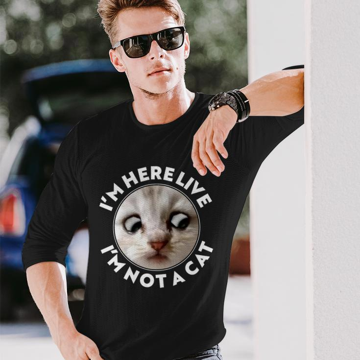 Zoom Lawyer Cat Meme Im Here Live Im Not A Cat Tshirt Long Sleeve T-Shirt Gifts for Him
