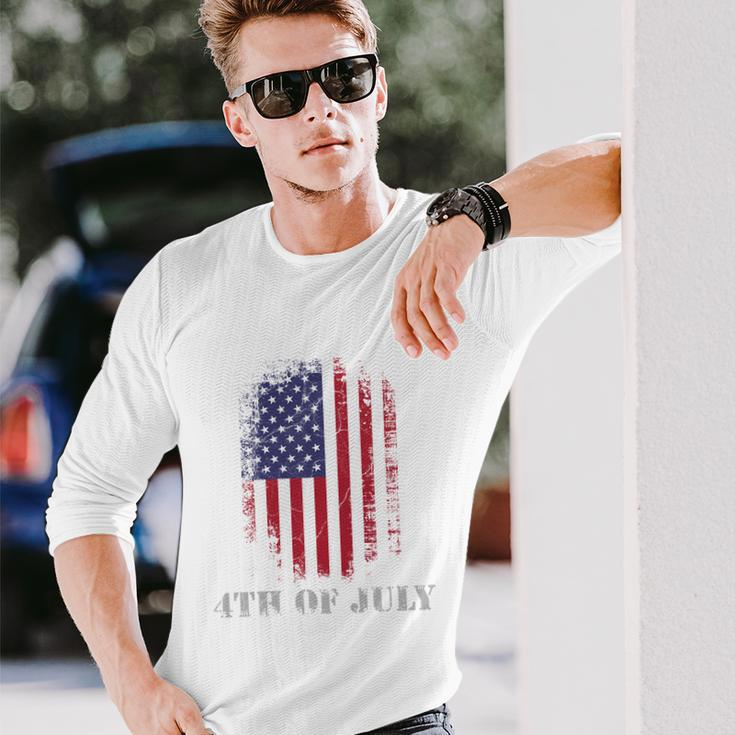 4Th Of July Usa Flag Vintage Distressed Independence Day Great Long Sleeve T-Shirt Gifts for Him
