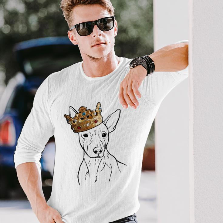 American Hairless Terrier Dog Wearing Crown Long Sleeve T-Shirt Gifts for Him