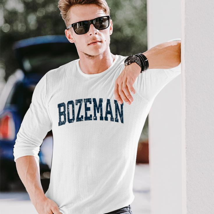 Bozeman Montana Mt Vintage Athletic Sports Navy Long Sleeve T-Shirt Gifts for Him