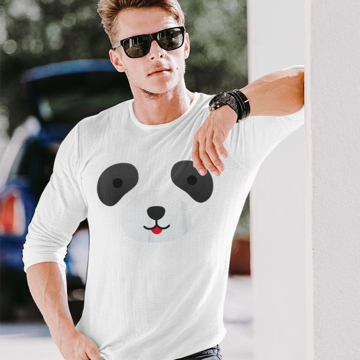 Cute Bear Panda Face Diy Easy Halloween Party Easy Costume Long Sleeve T-Shirt Gifts for Him