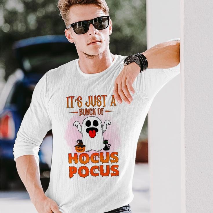 Cute Ghost Boo Its Just A Bunch Of Hocus Pocus Halloween Long Sleeve T-Shirt Gifts for Him