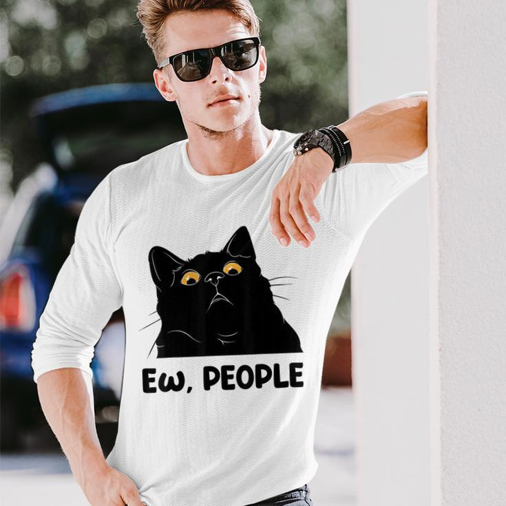 Ew People Black Cat Lover For Women Men Fun Cat Saying V2 Long Sleeve T-Shirt Gifts for Him
