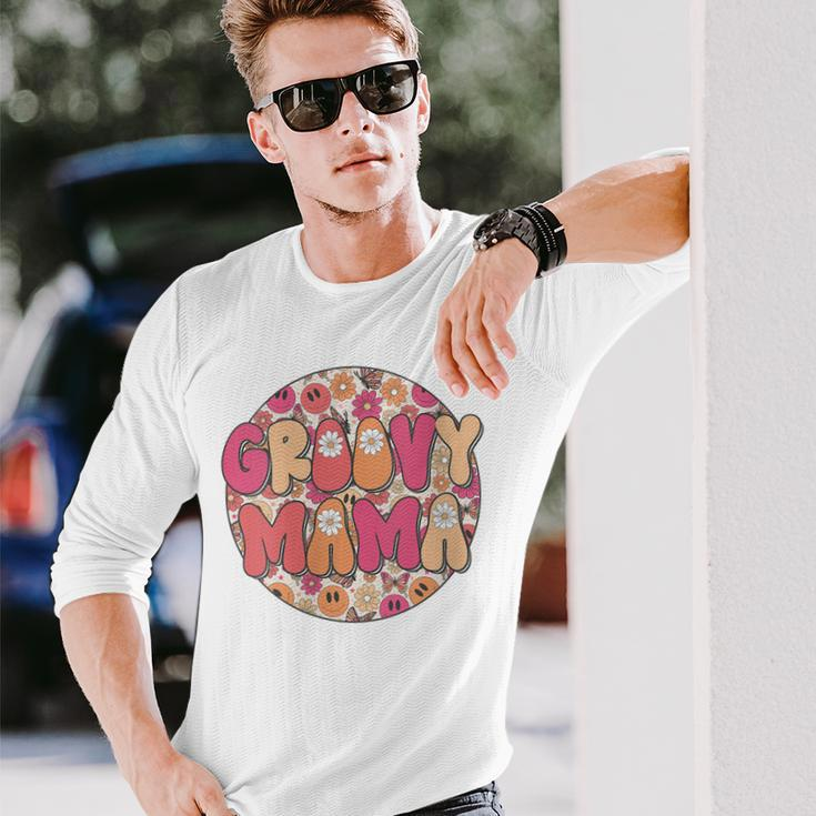 Groovy Mama Hippie Retro Daisy Flower Smile Face Long Sleeve T-Shirt Gifts for Him