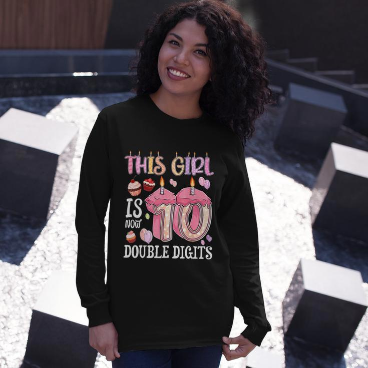 10Th Birthday This Girl Is Now 10 Years Old Double Digits Long Sleeve T-Shirt Gifts for Her