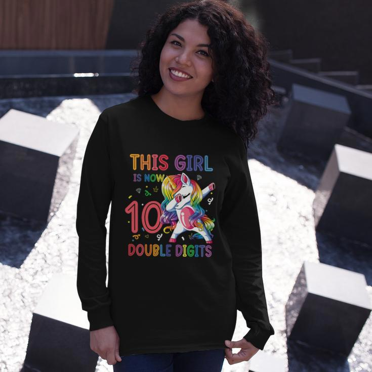 10Th Birthday Girls This Girl Is Now 10 Double Digits Long Sleeve T-Shirt Gifts for Her