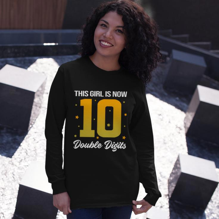 10Th Birthday Glow Party This Girl Is Now 10 Double Digits Long Sleeve T-Shirt Gifts for Her
