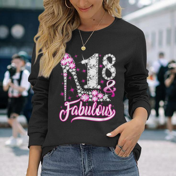 18 Years Old 18 & Fabulous 18Th Birthday Pink Diamond Men Women Long Sleeve T-Shirt T-shirt Graphic Print Gifts for Her