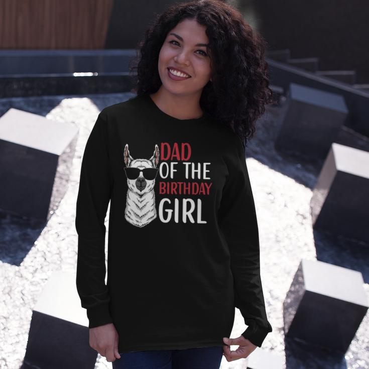 Dad Of The Birthday Girl Matching Birthday Outfit Llama Unisex Long Sleeve