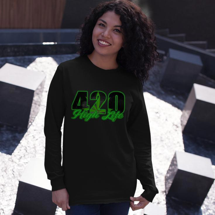 420 High Life Medical Marijuana Weed Long Sleeve T-Shirt Gifts for Her