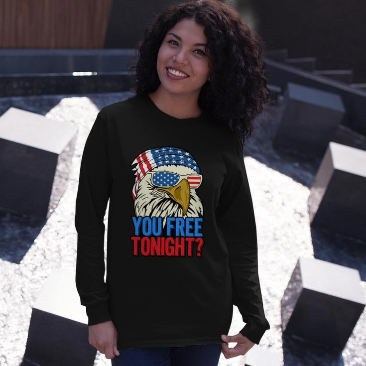 4Th Of July American Flag Bald Eagle Mullet You Free Tonight Long Sleeve T-Shirt Gifts for Her