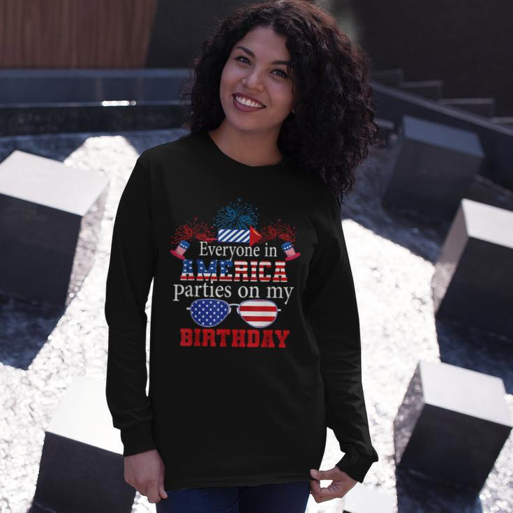 4Th Of July Birthday Bday Born On 4Th Of July Long Sleeve T-Shirt Gifts for Her