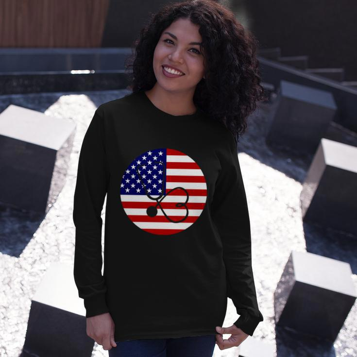 4Th Of July Nurse Independence Day American Flag Long Sleeve T-Shirt Gifts for Her