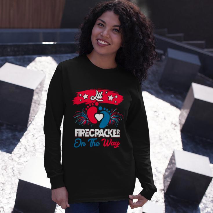 4Th Of July Pregnancy Meaningful Lil Firecracker On The Way Great Long Sleeve T-Shirt Gifts for Her