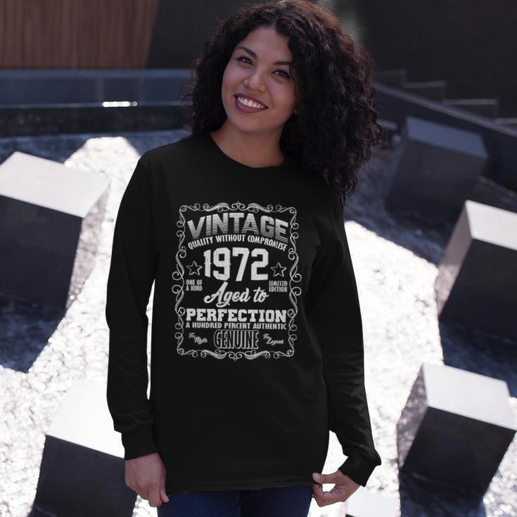 50Th Birthday Vintage 1972 Aged To Perfection Genuine Tshirt Long Sleeve T-Shirt Gifts for Her