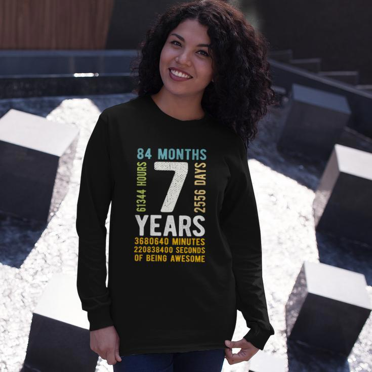 7Th Birthday 7 Years Old Vintage Retro 84 Months Long Sleeve T-Shirt Gifts for Her