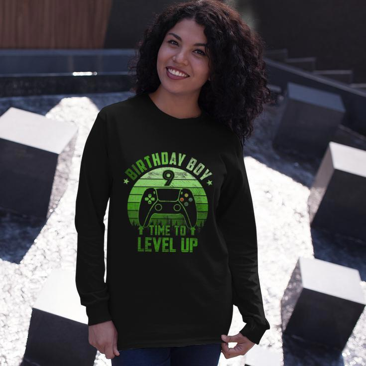 9Th Birthday Boy Time To Level Up 9 Years Old Boys Cool Long Sleeve T-Shirt Gifts for Her