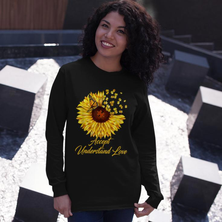 Accept Understand Love Sunflower Autism Tshirt Long Sleeve T-Shirt Gifts for Her