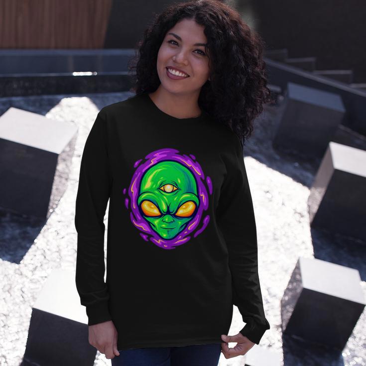 Alien Head Mascot Monster Tshirt Long Sleeve T-Shirt Gifts for Her