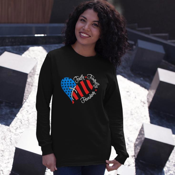 American Flag Usa 4Th Of July Christian Long Sleeve T-Shirt Gifts for Her