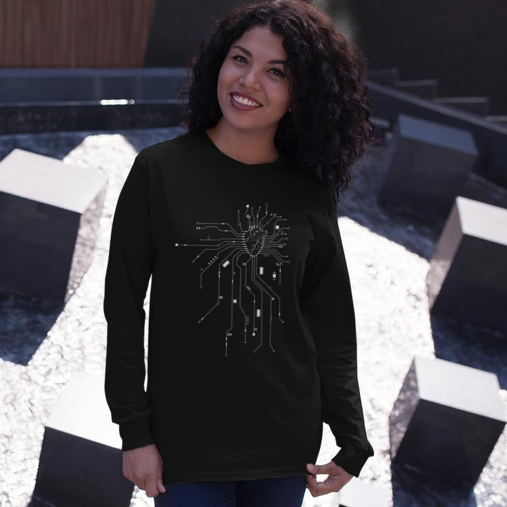 Anatomical Heart Cpu Processor Pcb Board Computer Programmer Long Sleeve T-Shirt Gifts for Her