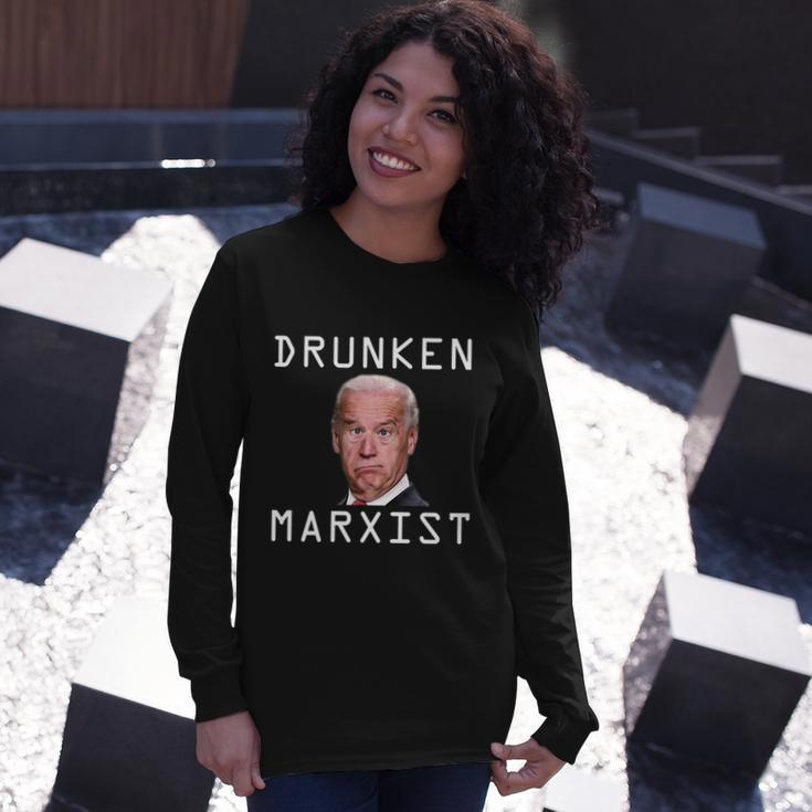 Anti Biden Drunken Marxist Joe Biden Long Sleeve T-Shirt Gifts for Her