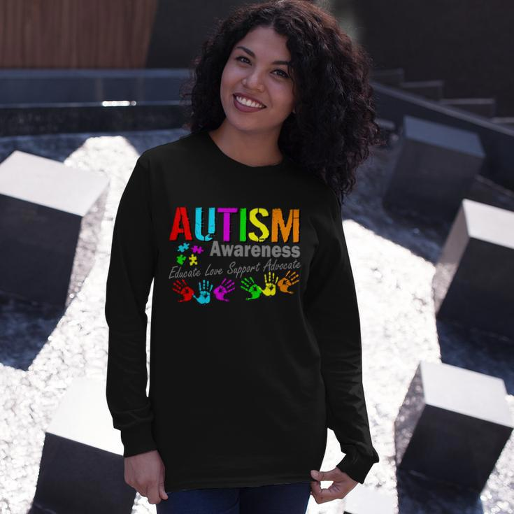 Autism Awareness Educate Love Support Advocate Long Sleeve T-Shirt Gifts for Her
