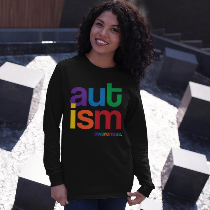 Autism Awareness Rainbow Letters Tshirt Long Sleeve T-Shirt Gifts for Her