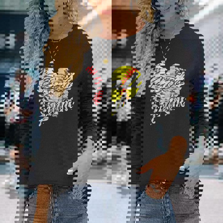 Ball Grandma Baseball Softball Heart Sport Lover Men Women Long Sleeve T-Shirt T-shirt Graphic Print Gifts for Her