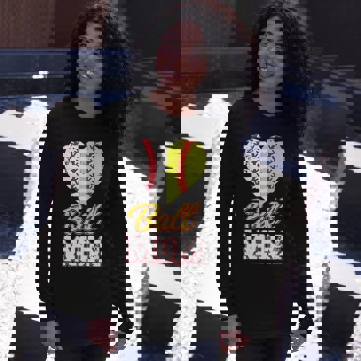 Ball Mom Baseball Softball Mothers Long Sleeve T-Shirt Gifts for Her