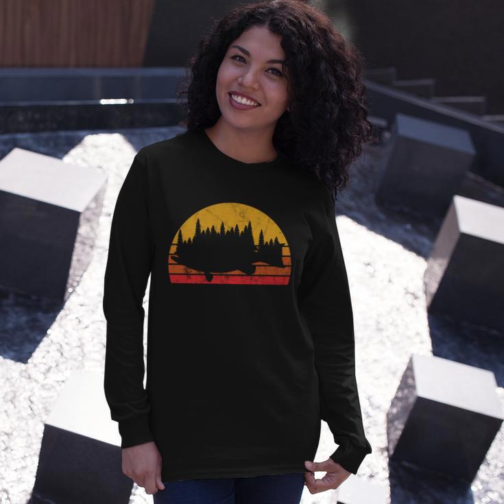 Bass Fishing Forest Sunset Long Sleeve T-Shirt Gifts for Her