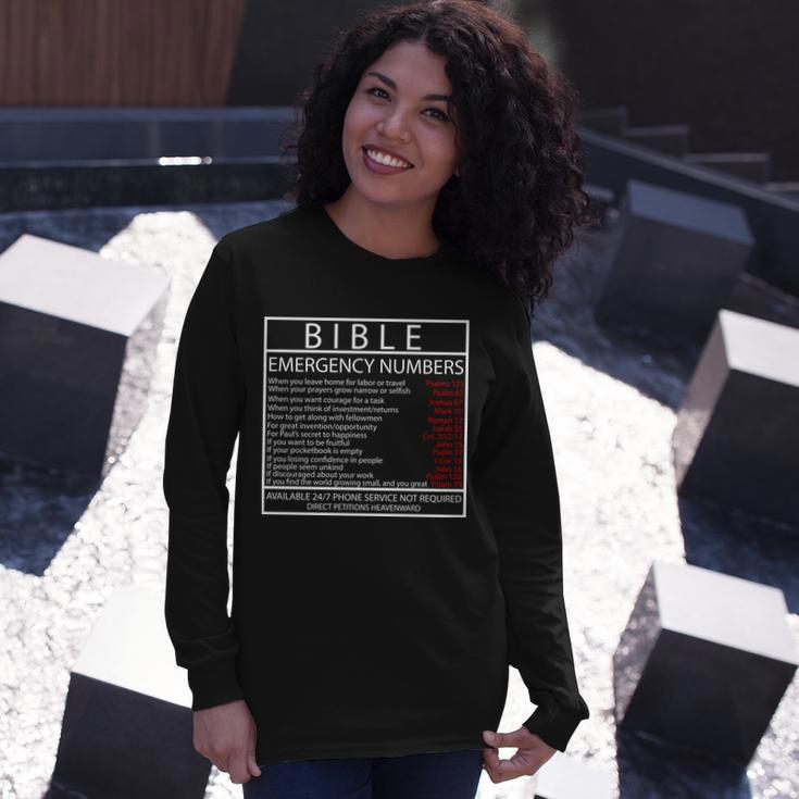 Bible Emergency Hotline Numbers Long Sleeve T-Shirt Gifts for Her