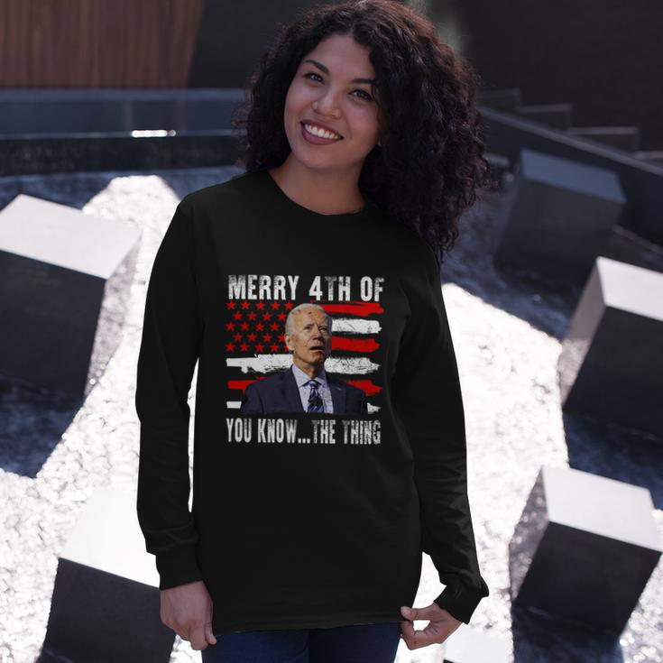Biden Confused Merry Happy 4Th Of You KnowThe Thing Flag Long Sleeve T-Shirt Gifts for Her