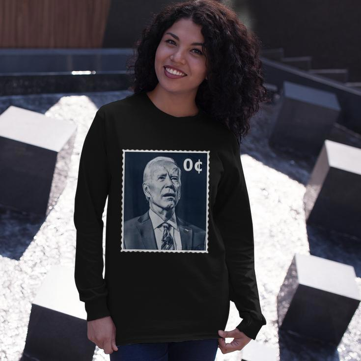 Biden Zero Cents Stamp 0 President Joe Biden Long Sleeve T-Shirt Gifts for Her